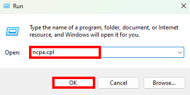 Πατήστε Win + R, πληκτρολογήστε ncpa.cpl και πατήστε Enter