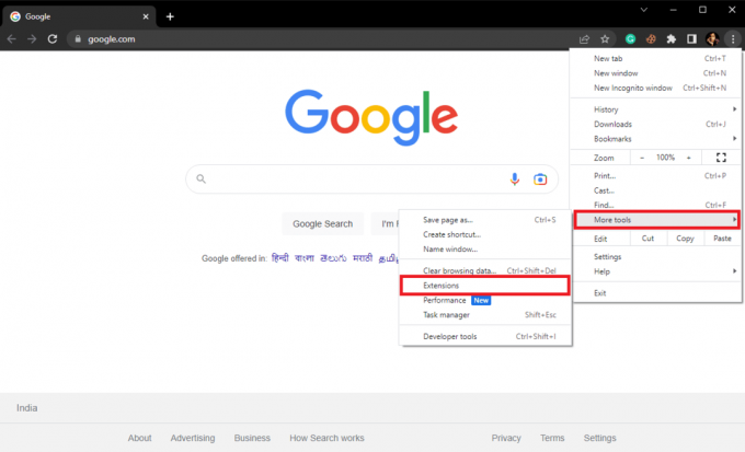 temukan dan klik Lebih banyak alat lalu Ekstensi. 13 Cara Mengatasi Error Download Gagal di Chrome