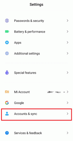 Pieskarieties opcijai Konts un sinhronizācija | Izlabojiet Google Play kļūdas kodu 495 operētājsistēmā Android