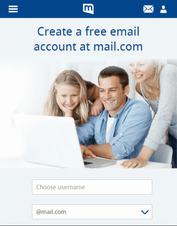 Reģistrācijas lapa Mail.com | Labākie bezmaksas biznesa e-pasta konti