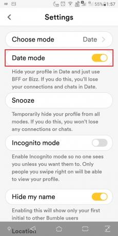 Schakel de datummodus uit om uw datingprofiel uit te schakelen als u eenmaal grondig bent met online daten en een tijdje niet meer wilt terugkeren. 