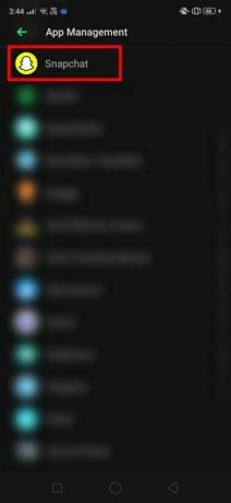 Sélectionnez Snapchat dans cette liste. | Réparer la caméra Snapchat ne fonctionne pas