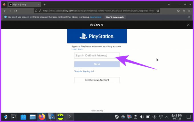 login-side for din PlayStation-konto