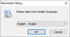 Sada, u skočnom prozoru Rainmeter Setup, odaberite jezik instalacijskog programa s padajućeg izbornika i kliknite na OK.