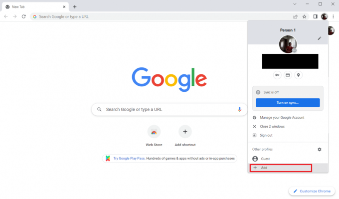 selecione a opção Adicionar como destacada para criar um novo perfil. Corrigir plug-ins do Chrome que não funcionam no Windows 10