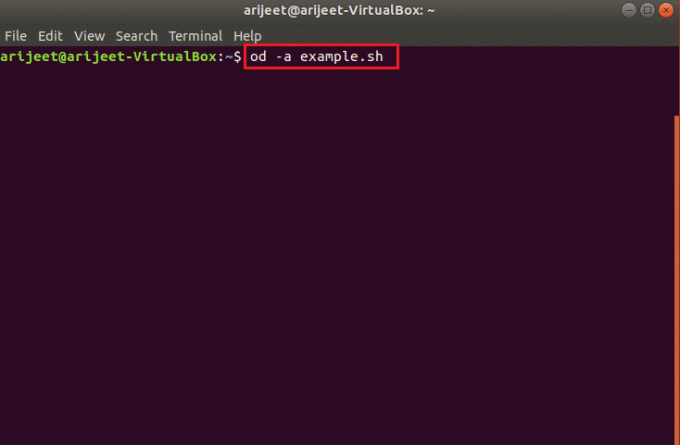 od une commande example.sh dans le terminal Linux