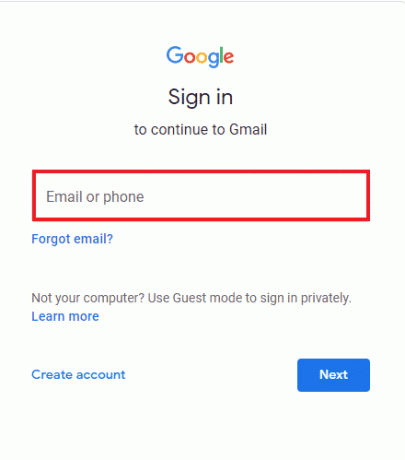 Isi kredensial untuk membuka akun Gmail. Perbaiki Kesalahan Gmail 78754 di Outlook