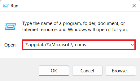 Indtast %appdata%\Microsoft\Teams 