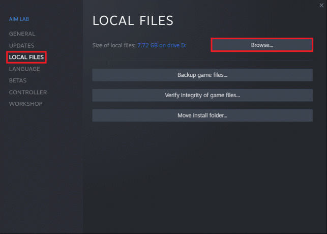 Sekcja plików lokalnych w oknie właściwości w kliencie Steam PC