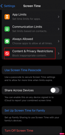 kies de inhoud & privacybeperkingen | fix iPhone-camera werkt niet