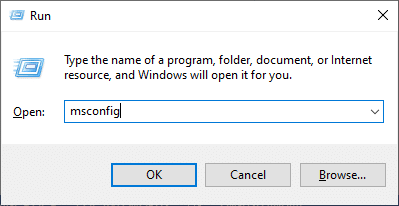 Når du har indtastet følgende kommando i Kør tekstboksen msconfig, skal du klikke på knappen OK. Ret Windows-fejl 0 ERROR_SUCCESS handlingen blev gennemført