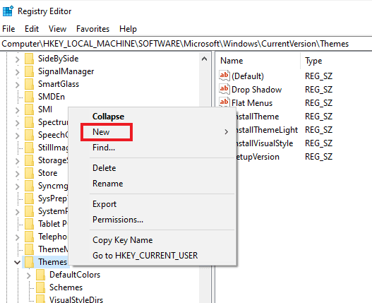 Velg ny. Fiks File Explorer Dark Theme som ikke fungerer på Windows 10