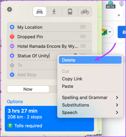 Kliknutím na Smazat odstraníte zastávky z Apple Maps 