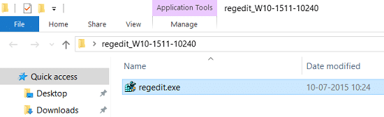Ersätt regedit.exe från den extraherade mappen till Windows-mappen