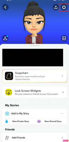 bakstelėkite nustatymų piktogramą | Kaip pataisyti „iPhone“ neveikiančius „Snapchat“ filtrus