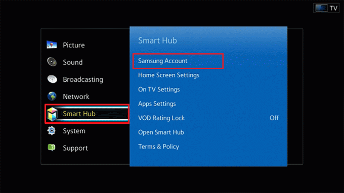 „Smart Hub“ parinktys „Samsung“ paskyra „Smart TV“ | prisijunkite prie „Samsung“ paskyros televizoriuje