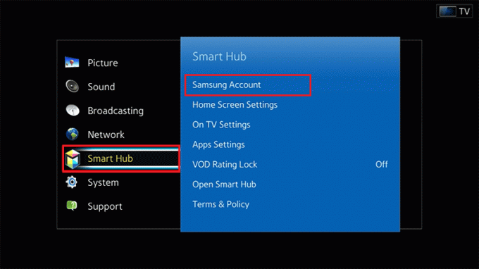 Opzioni smart hub Account Samsung Smart TV | accedi all'account Samsung sulla TV