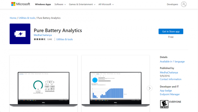 Pure Battery Analytics sur le Microsoft Store | durée de la batterie d'un ordinateur portable