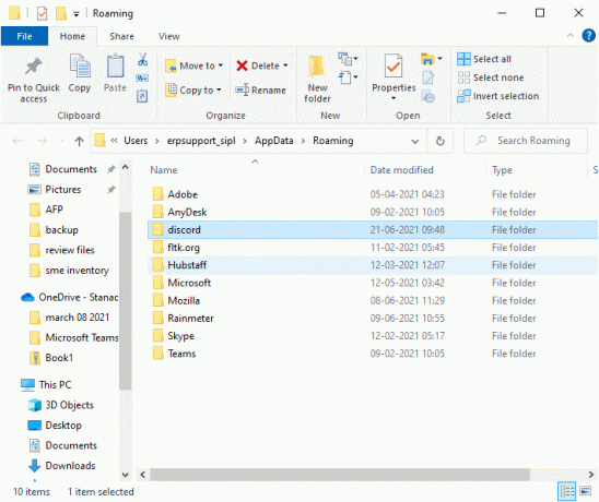 Pilih folder AppData Roaming dan pergi ke Discord