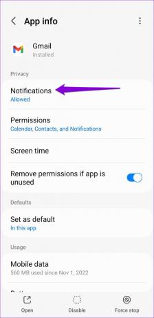 Impostazioni di notifica dell'app Gmail su Android