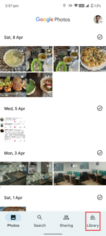 åpne google bilder og trykk på bibliotek | hvordan hente skjermbilder på Android