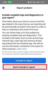 रिपोर्ट में शामिल न करें | पर टैप करें फेसबुक स्विच अकाउंट बटन गायब है