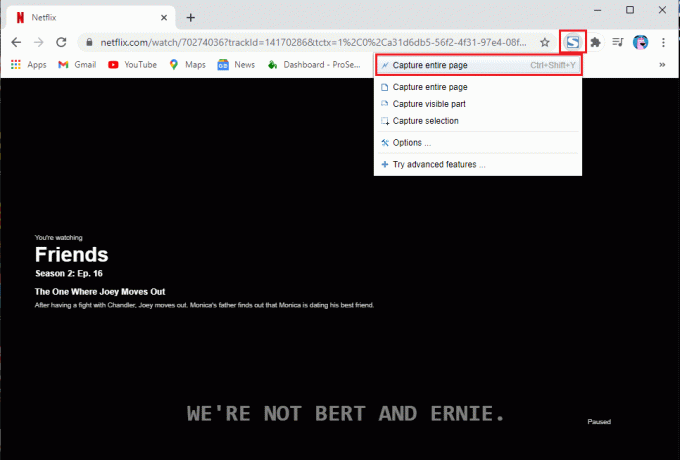 Haga clic en 'Capturar página completa' o también tiene la opción de usar el atajo Ctrl + shift + Y.