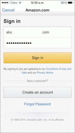 Amazon I ტელეფონი შესვლის ინფორმაცია