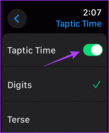 Activar Alternar para tiempo Taptic