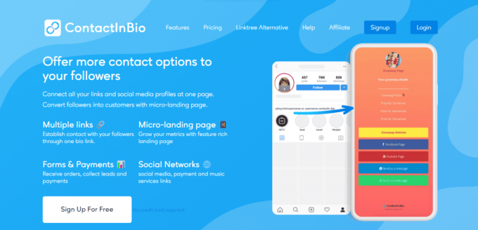 КонтактInBio | бесплатная ссылка в био-инструментах Instagram