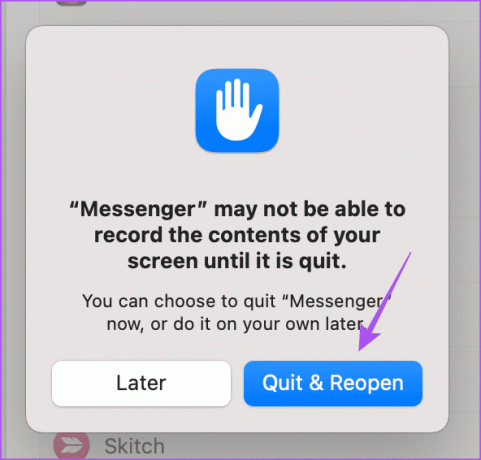 قم بإنهاء وإعادة فتح برنامج messenger mac