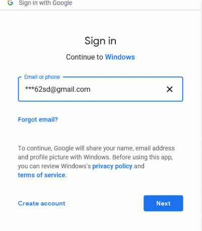 Digite seu nome de usuário e senha do Google para configurar sua conta no aplicativo Mail.