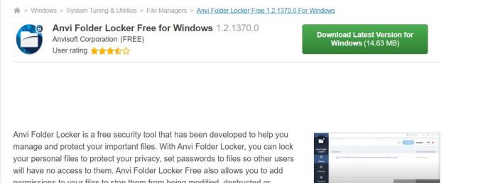 Anvi Folder Locker beste mappelåsprogramvare for Windows 7 10 PC gratis nedlasting