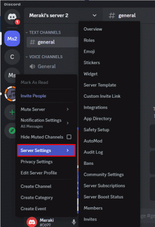 Umieść kursor na opcji Ustawienia serwera