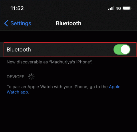 Stäng av Bluetooth-alternativet i några sekunder
