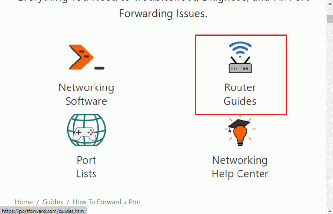 เปิดแท็บในเบราว์เซอร์ของคุณและไปที่เว็บไซต์ Portforward และจดพอร์ตเริ่มต้นสำหรับโปรแกรมที่คุณต้องการเรียกใช้