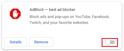 isključite proširenje za blokiranje oglasa. Popravite nesinkronizirani audio video Netflix na računalu sa sustavom Windows 10