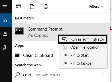 Kirjoita komentokehote Windowsin hakupalkkiin ja avaa se