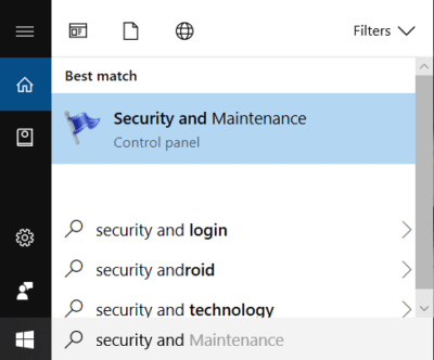 Do Windows Search zadejte security a poté klikněte na Security and Maintenance | Opravte chyby REGISTRY_ERROR s modrou obrazovkou