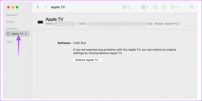 odaberite apple tv finder mac