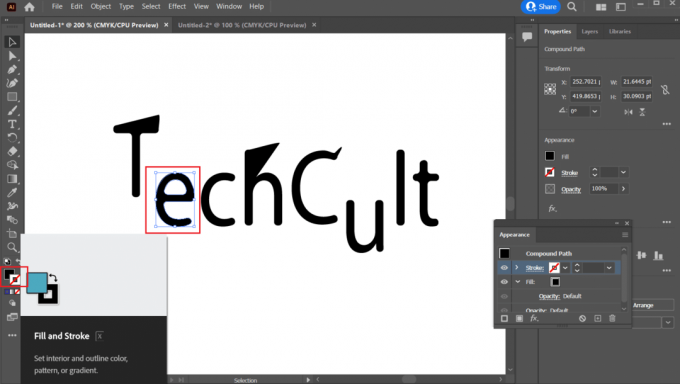 sélectionner un objet - cliquez sur l'outil Remplissage et contour dans la barre d'outils du volet gauche