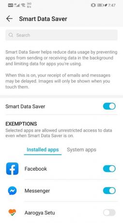 قم بتعطيل " توفير البيانات" عن طريق إيقاف تشغيل المفتاح المجاور له | إصلاح Snapchat Not Loading Snaps