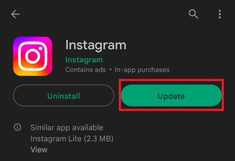 tryck-på-uppdatering | Instagram tog bort mitt inlägg