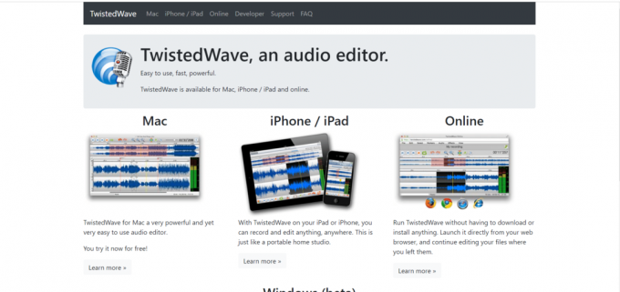 TwistedWave. editor de áudio Windows 10