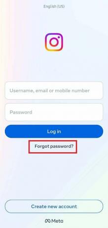 Tippen Sie auf Passwort vergessen