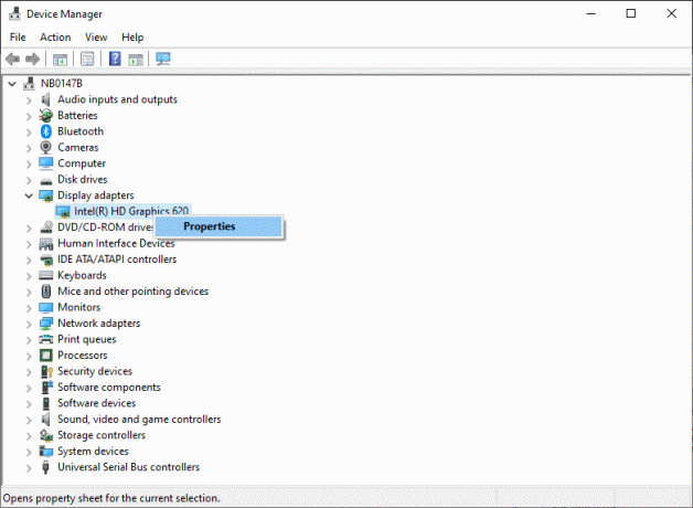 Haga clic derecho en el campo expandido y haga clic en Propiedades. | Reparar HDMI sin sonido en Windows 10 cuando está conectado a la TV