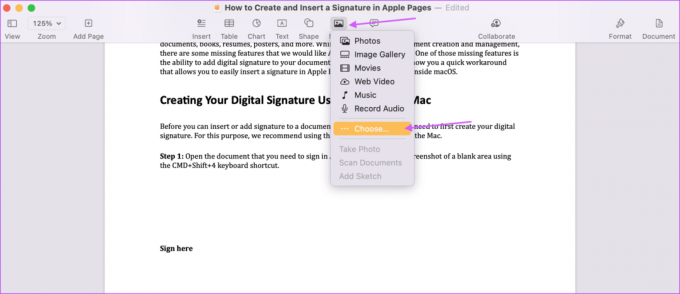 Lisää allekirjoituksesi Apple Pagesille 1