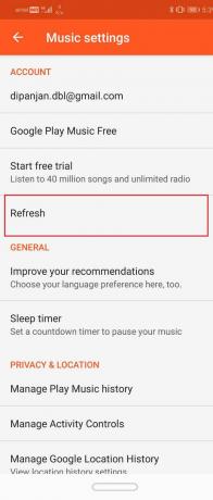 Aktualisieren Sie Ihre Musikbibliothek, indem Sie auf die Schaltfläche Aktualisieren tippen | Probleme mit Google Play Musik beheben