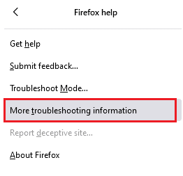 wybierz opcję Więcej informacji o rozwiązywaniu problemów. Napraw Firefox Prawy przycisk myszy nie działa