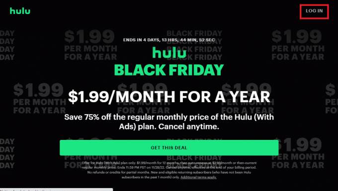 Ανοίξτε τον ιστότοπο Hulu και συνδεθείτε στον λογαριασμό σας